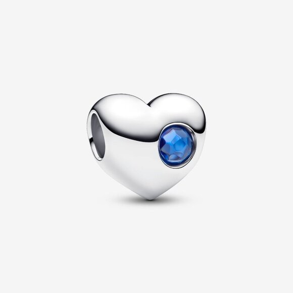 Pandora Engravable Blue Stone Heart Charm - Picture 1 of 6